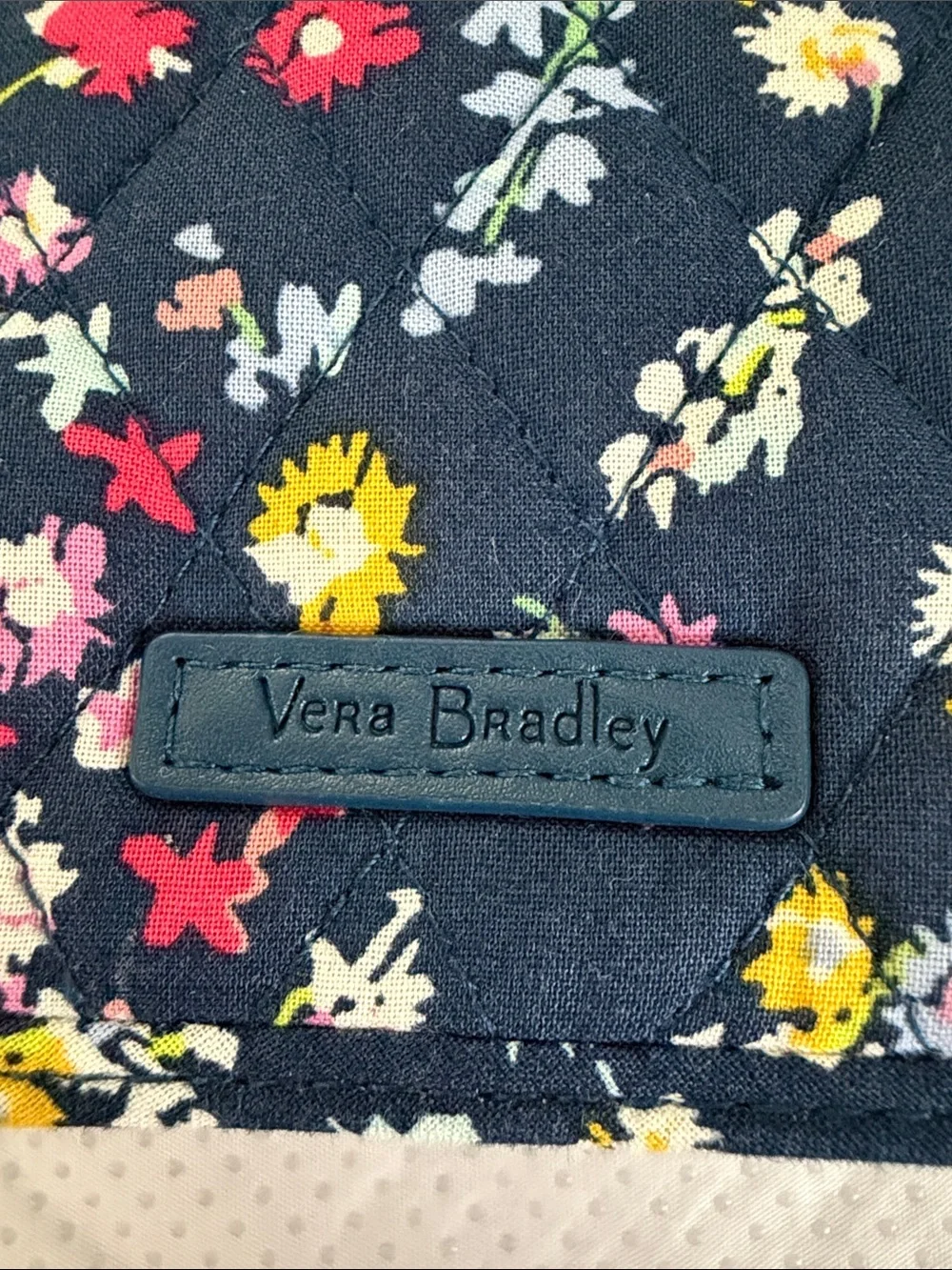 Vera Bradley Navy Quilted Floral Zip-Around Wallet with Multicolor Blossoms